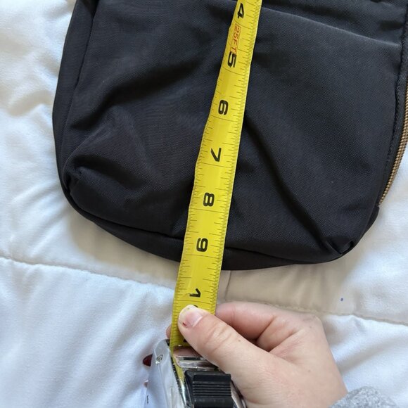 Travelon Signature Slim Day Bag Crossbody Black Canvas Pockets Blue Inside - Picture 12 of 12